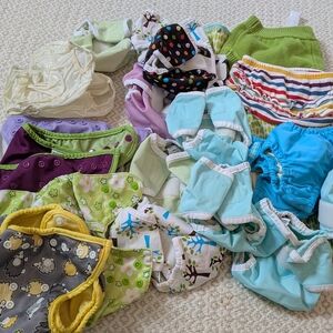 Lot Of 17 Cloth Diapers Swim Snap Xsmall